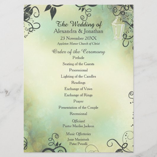 Deko Leaf-Hochzeitsprogramm für den verzauberten A Programm (Vorderseite)