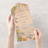 Deko Modern Peach floral Peach Dinner All In One Einladung (Abreißen)