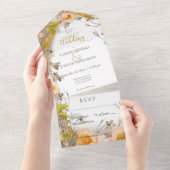 Deko Modern Peach floral White No Dinner All In One Einladung (Abreißen)