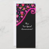 DEKO MONOGRAM BIRTHDAY PARTEI, fuchsienschwarzes S Einladung (Rückseite)