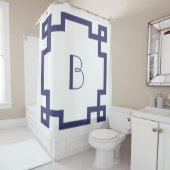 Deko Monogram erste blaue griechische Schlüsselgre Duschvorhang (Beispiel)