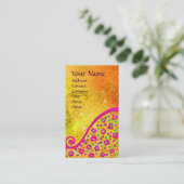 DEKO MONOGRAM, Gelb-Rosa-Fuchsienblauer Glitzern Visitenkarte (Stehend Vorderseite)