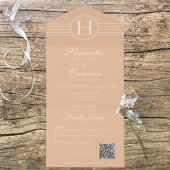 Deko Monogram Modern Peach Blush QR All In One Einladung