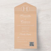 Deko Monogram Modern Peach Blush QR All In One Einladung (Innen Boden)
