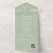 Deko Monogram Modern Sage Green QR All In One Einladung (Innen Boden)