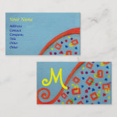 DEKO MONOGRAM Orangenblau Gelb Visitenkarte (Vorne/Hinten)