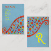 DEKO MONOGRAM Orangenblau Gelb Visitenkarte (Vorne/Hinten)