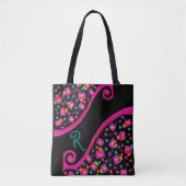 DEKO Monogram Pink Blue Green Squares in Black Tasche (Vorderseite)