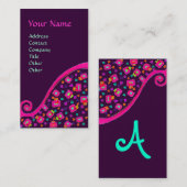 DEKO MONOGRAM, Pink Fuchsia Lila Visitenkarte (Vorne/Hinten)
