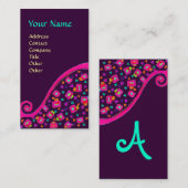 DEKO MONOGRAM, Pink Fuchsia Lila Visitenkarte (Vorne/Hinten)