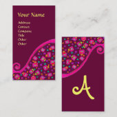 DEKO MONOGRAM, Pink Fuchsia Lila Visitenkarte (Vorne/Hinten)