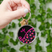 DEKO MONOGRAM Rosa Fuchsiengelbes Schwarz Schlüsselanhänger (Hand)