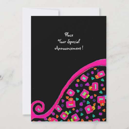 DEKO MONOGRAM, schwarz, rosa violett weiß Einladung (Rückseite)