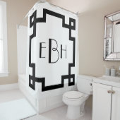 Deko Monogram White Black Greece Key Border Duschvorhang (Beispiel)