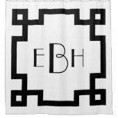 Deko Monogram White Black Greece Key Border Duschvorhang (Vorderseite)