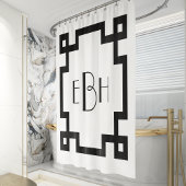 Deko Monogram White Black Greece Key Border Duschvorhang