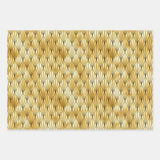 Deko-Muster aus Gold und Black Diamond Geschenkpapier Set (Vorderseite 3)