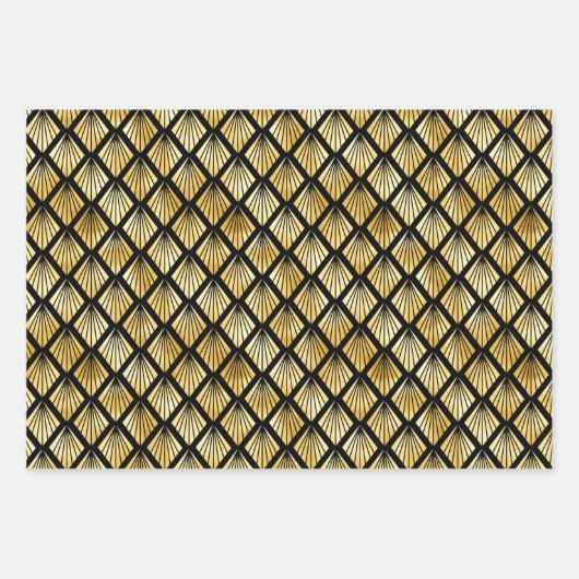Deko-Muster aus Gold und Black Diamond Geschenkpapier Set (Vorderseite 2)