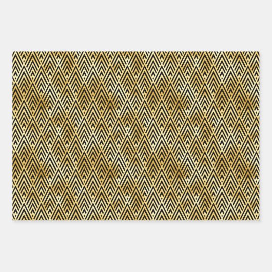 Deko-Muster aus Gold und Black Diamond Geschenkpapier Set (Vorderseite)