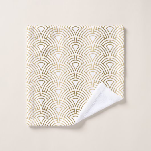Deko-Muster aus Gold und Weiß Badhandtuch Set (Waschlappen)