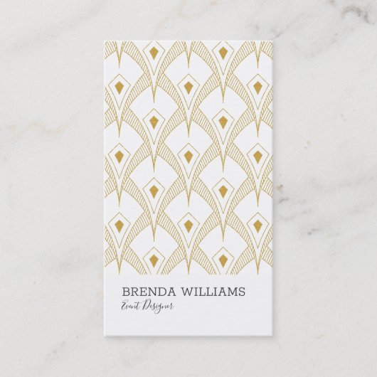 Deko-Muster aus Gold und Weiß Visitenkarte (Vorderseite)