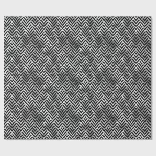 Deko-Muster aus Silber und Schwarz Diamond Geschenkpapier (Flach)