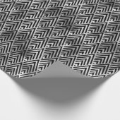 Deko-Muster aus Silber und Schwarz Diamond Geschenkpapier (Ecke)