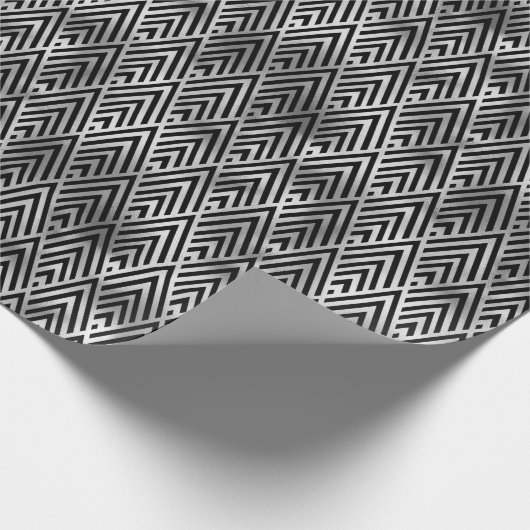 Deko-Muster aus Silber und Schwarz Diamond Geschenkpapier (Ecke)