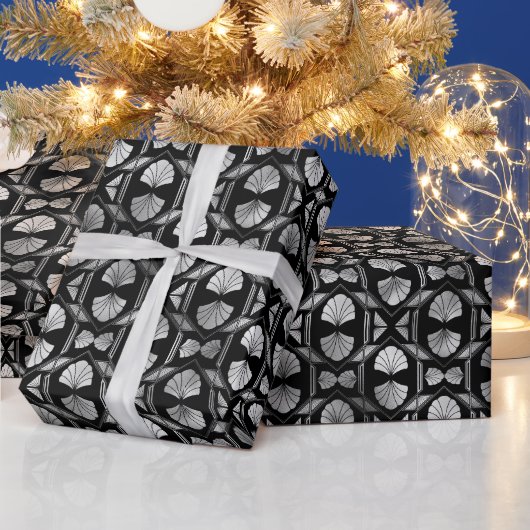 Deko-Muster aus Silber und Schwarz Geschenkpapier (Feiertage)