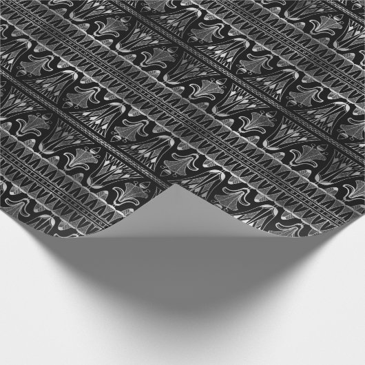 Deko-Muster aus Silber und Schwarz Geschenkpapier (Ecke)