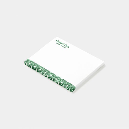 Deko-Muster in Grün und Weiß, benutzerdefinierter Post-it Klebezettel (angewinkelt)