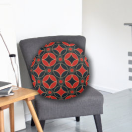 Deko-Muster in Rot und Schwarz Rundes Kissen