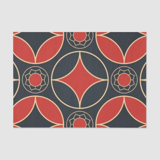 Deko-Muster in Rot und Schwarz Seidenpapier (Vorderseite)