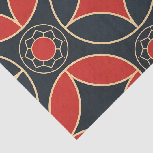 Deko-Muster in Rot und Schwarz Seidenpapier (Ausschnitt)