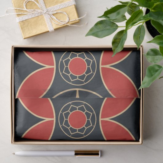 Deko-Muster in Rot und Schwarz Seidenpapier (Geschenk)