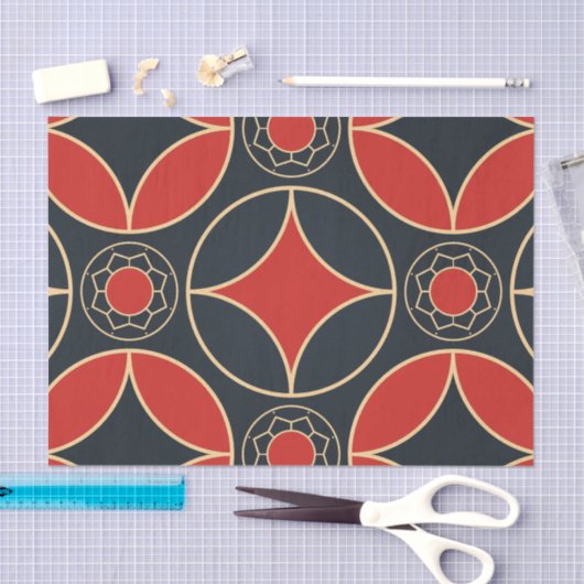 Deko-Muster in Rot und Schwarz Seidenpapier (Handwerk)