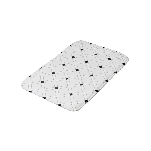 Deko-Muster in Schwarz/Weiß Badematte (Schrägansicht)