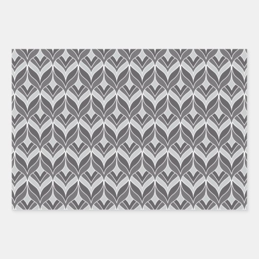 Deko-Muster in Weiß und Grau Geschenkpapier Set (Vorderseite 3)