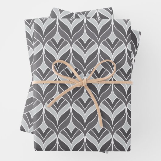 Deko-Muster in Weiß und Grau Geschenkpapier Set (Beispiel)