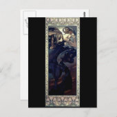 Deko-Nachtstar-Dame in Mucha Art Postkarte (Vorne/Hinten)