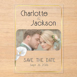 Deko-Rahmen Vintage-Hochzeitsfoto Save-the-Date Acryleinladungen