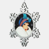 Deko Retro Vintage Dame Schneeflocken Zinn-Ornament (Rechts)
