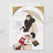 Deko Retro Weihnachtsfrau Einladung (Vorderseite)