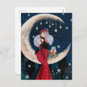 Deko Retro Weihnachtsfrau Feiertagspostkarte (Vorne/Hinten)