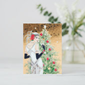 Deko Retro Weihnachtsfrau Feiertagspostkarte (Stehend Vorderseite)
