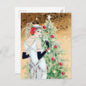 Deko Retro Weihnachtsfrau Feiertagspostkarte (Vorne/Hinten)