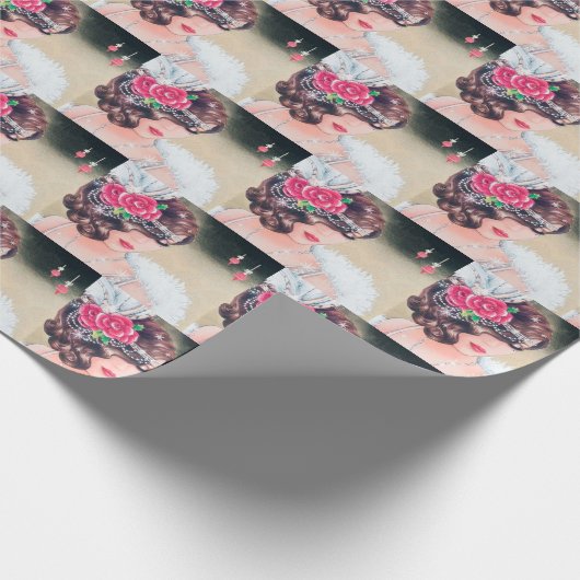 Deko Retro Weihnachtsfrau Geschenkpapier (Ecke)