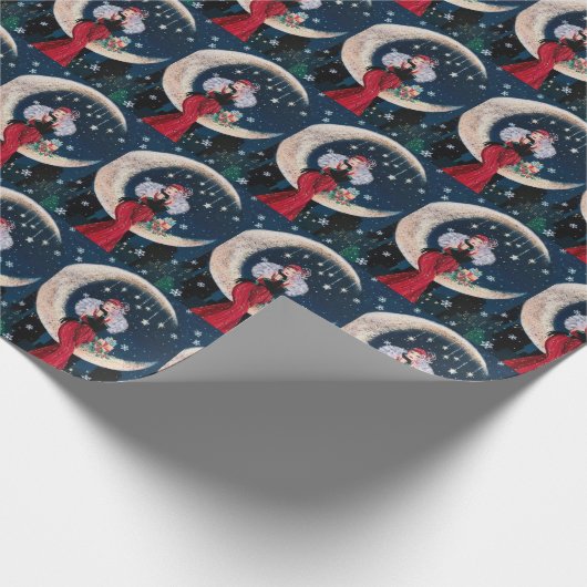 Deko Retro Weihnachtsfrau Geschenkpapier (Ecke)