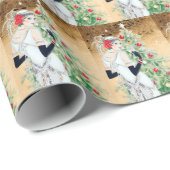 Deko Retro Weihnachtsfrau Geschenkpapier (Rolleneckpunkt)