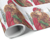 Deko Retro Weihnachtsfrau Geschenkpapier (Rolleneckpunkt)